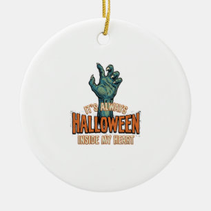 Vintage Halloween Inside My Heart Monster Hand Des Ceramic Ornament