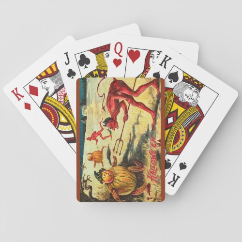 Vintage Halloween Interesting Devil Goblins Playing Cards
