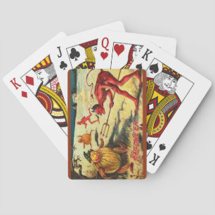 Vintage Halloween Interesting Devil Goblins Poker Cards
