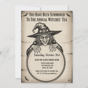 Vintage Halloween Invitation Card Witch