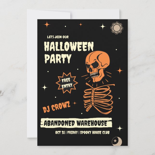 Vintage Halloween Invitation, Halloween Night  Invitation (Front)