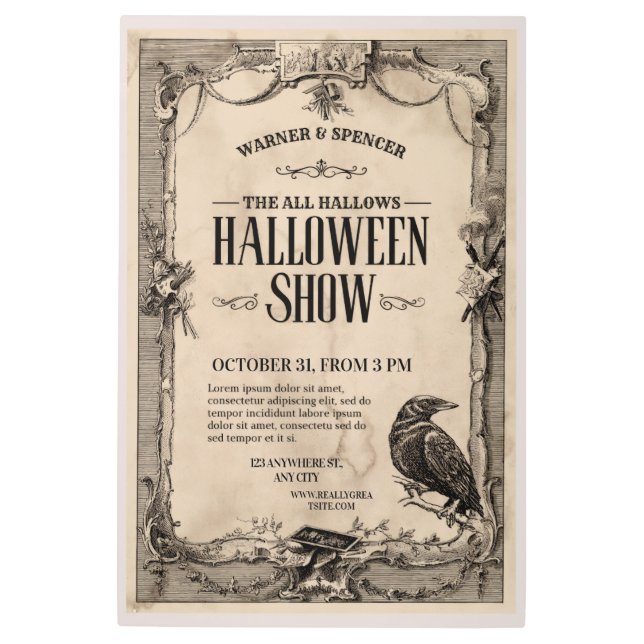 Vintage Halloween Invitation Metal Print (Front)