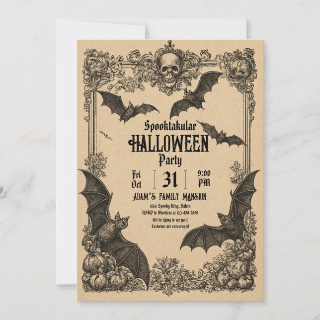 Vintage Halloween Invitation Template (Front)