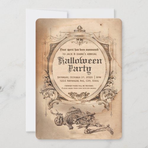 Vintage Halloween Invitation Victorian Gothic