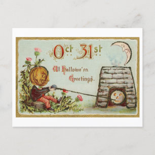 Vintage Halloween Jack-o-Lantern Postcard