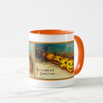 Vintage Halloween Jack O' Lanterns In A Row Mug by ForEverProud at Zazzle
