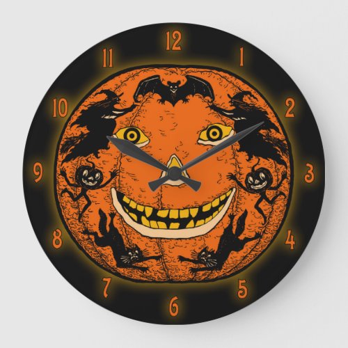 Vintage Halloween Jack OLantern Large Clock