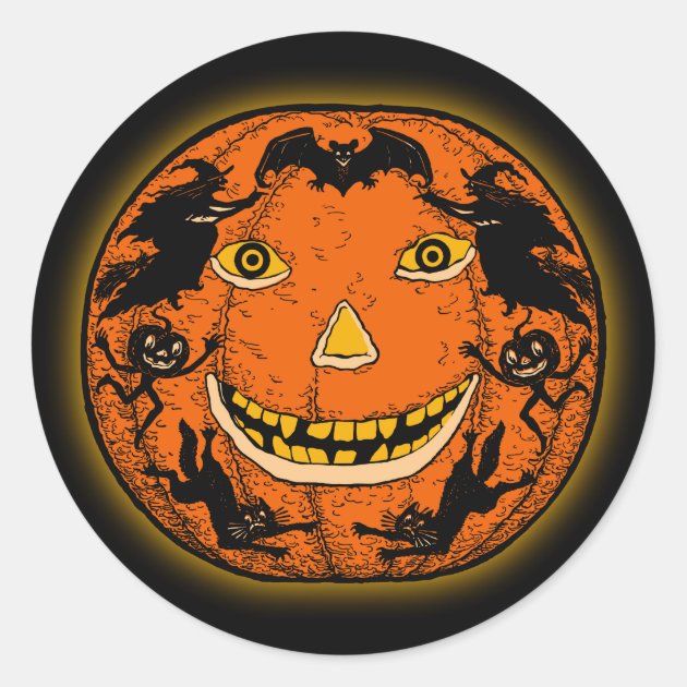 Vintage Halloween Jack O'Lantern Sticker