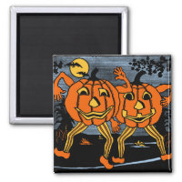 Vintage Halloween Jack O'Lantern Twins Magnet