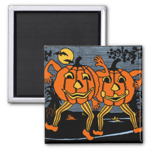 Vintage Halloween Jack O'Lantern Twins Magnet