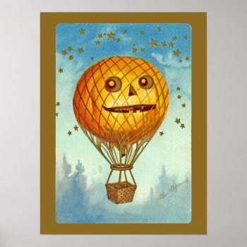 Vintage Halloween Jol Hot Air Balloon Poster by lkranieri at Zazzle