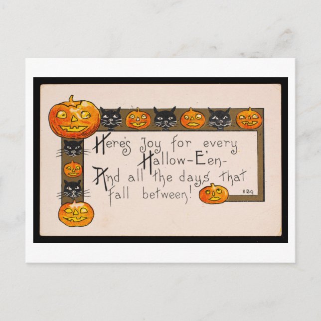 Vintage Halloween Joy Postcard (Front)
