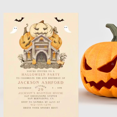 Vintage Halloween Kids Birthday Party Holiday Card