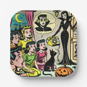Vintage Halloween Kids Comics Paper Plates