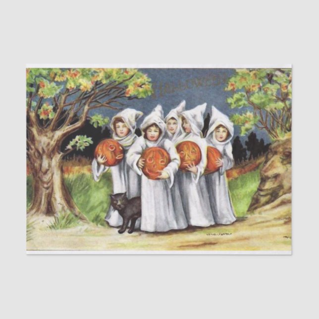 Vintage Halloween kids party tissue Tissue Paper (Front)