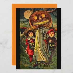 Vintage Halloween Kids Trick Or Treats And Pumpkin