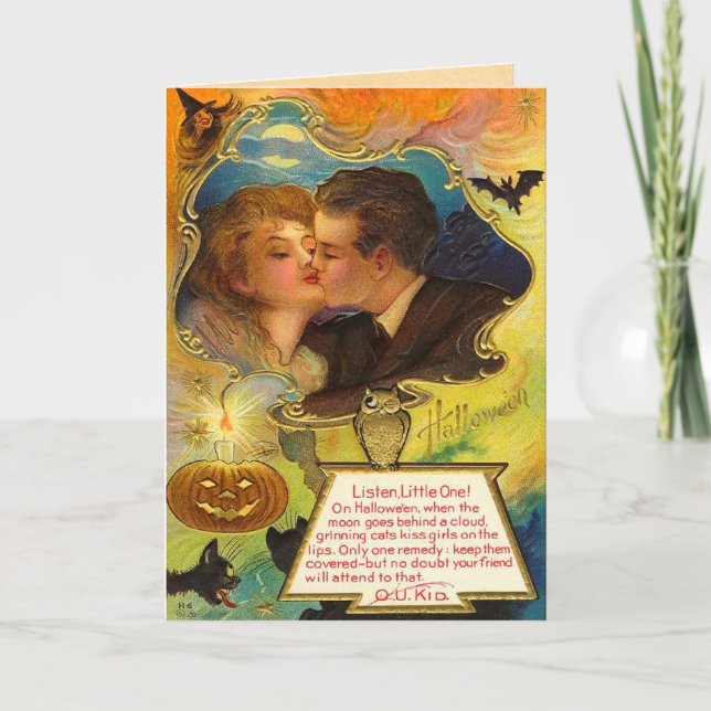 Vintage Halloween Kiss Card (Front)