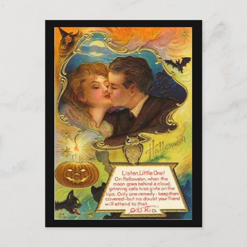Vintage Halloween Kiss Postcard