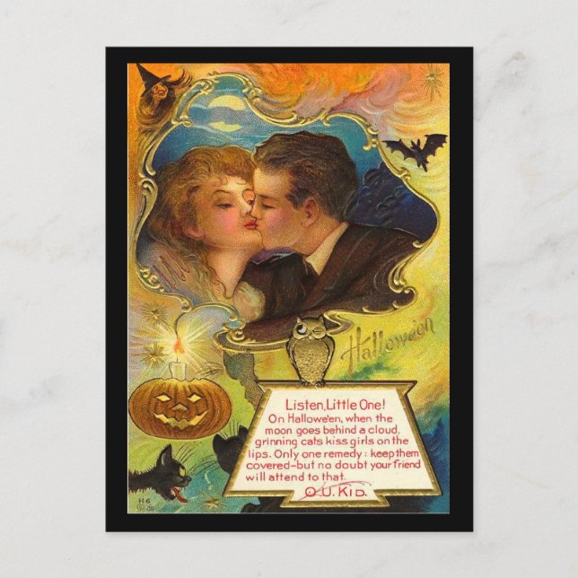 Vintage Halloween Kiss Postcard (Front)