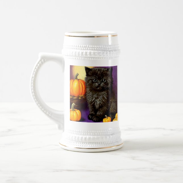 Vintage Halloween Kitten Beer Stein (Left)