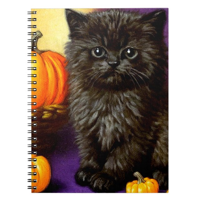 Vintage Halloween Kitten Notebook (Front)