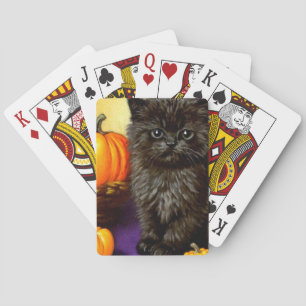 Vintage Halloween Kitten Poker Cards