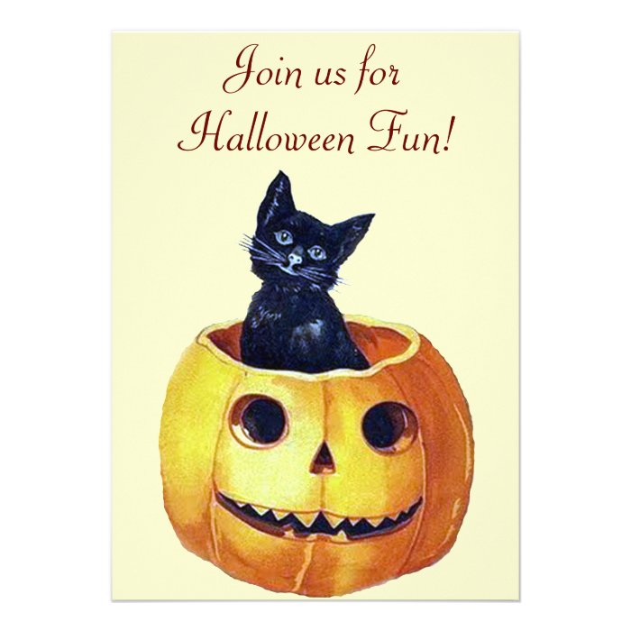 Vintage Halloween Kitty Invitations