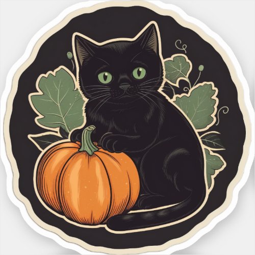 Vintage Halloween Kitty Sticker