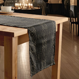 Vintage Halloween Lace Hand Drawn Black & Tan Short Table Runner