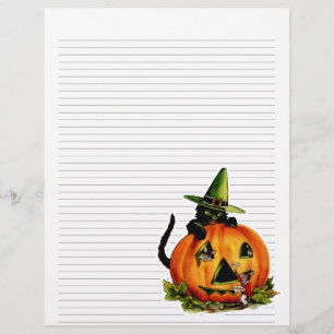 Vintage Halloween Lined Letterhead Stationery