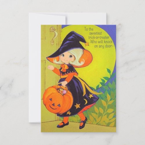Vintage Halloween Little Girl Witch Trick Or Treat