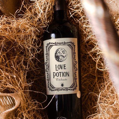 Vintage Halloween Love Potion Drinks Funny Spooky  Wine Label