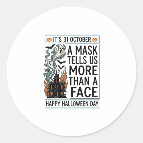 Vintage Halloween Mask Quote Vector Design_1 Classic Round Sticker