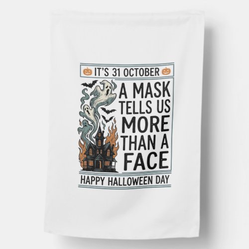 Vintage Halloween Mask Quote Vector Design_1 House Flag