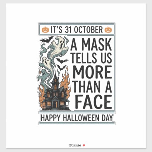 Vintage Halloween Mask Quote Vector Design_1 Sticker