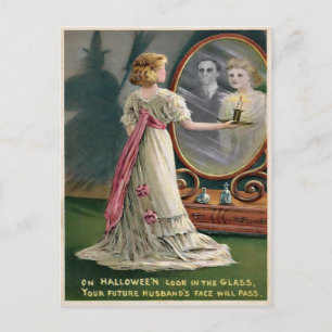 Vintage Halloween Mirror Postcard