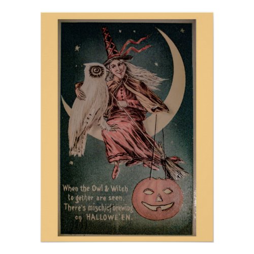 Vintage Halloween Mischief Brewing Poster