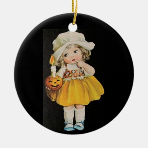 Vintage Halloween Miss Ceramic Ornament