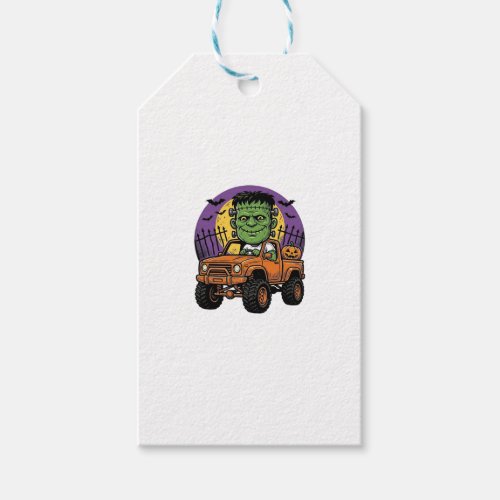 Vintage Halloween Monster Truck Pumpkin Shirt_1 Gift Tags