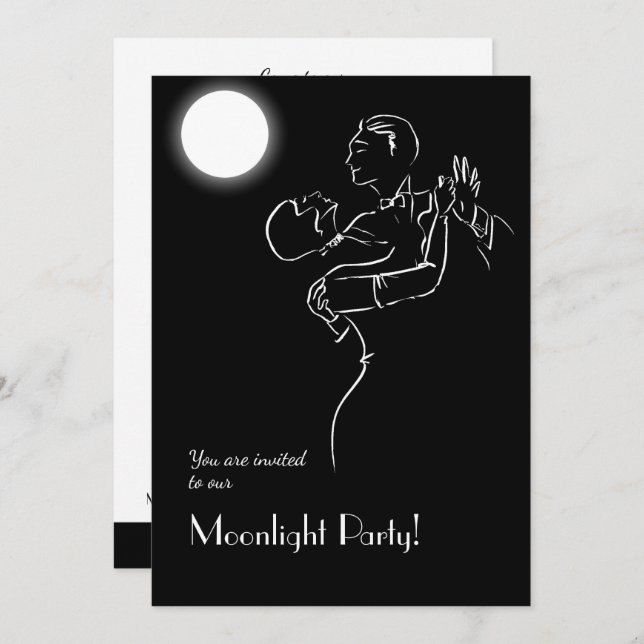 Vintage Halloween Moonlight Party Invitation (Front/Back)