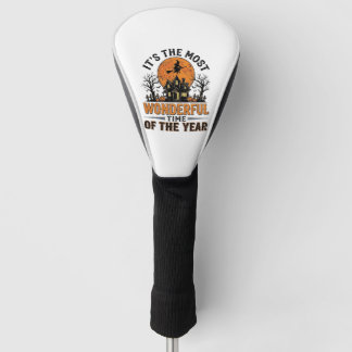 Vintage Halloween Most Wonderful Time Shirt Design Golf Head Cover