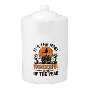 Vintage Halloween Most Wonderful Time Shirt Design Teapot