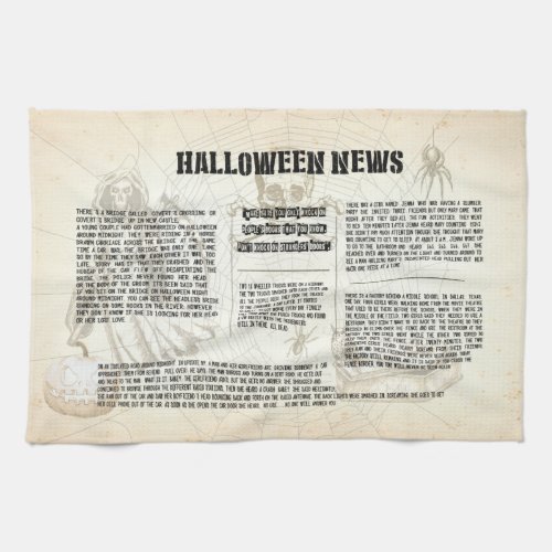 Vintage Halloween Newspaper Kitchen Towel