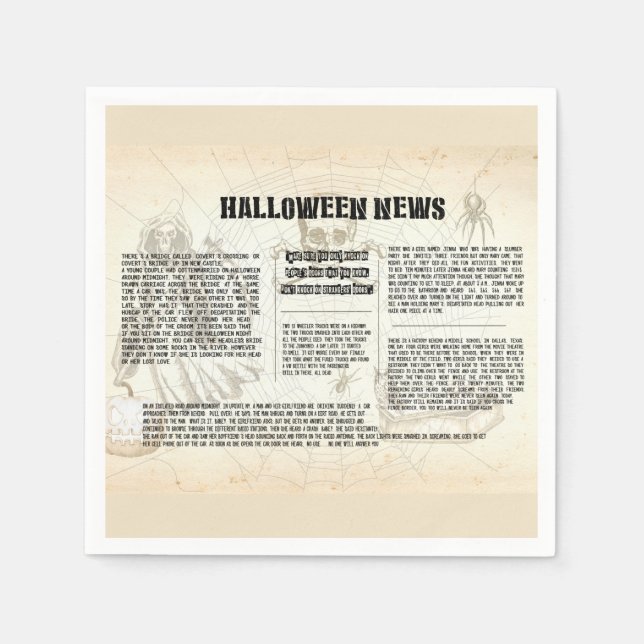 Vintage Halloween Newspaper Napkins (Front)