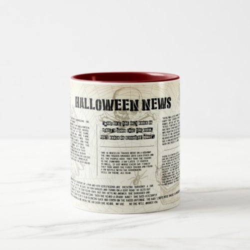 Vintage Halloween Newspaper Two_Tone Coffee Mug