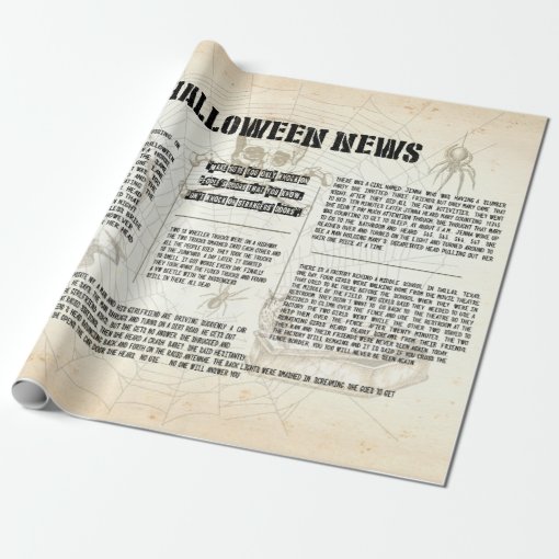 Vintage Halloween Newspaper Wrapping Paper | Zazzle