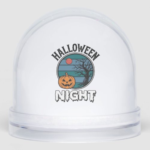 Vintage Halloween Night Pumpkin Tree Shirt Design_ Snow Globe