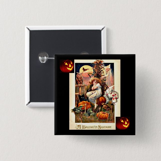 Vintage Halloween Nightmare Button (Front & Back)