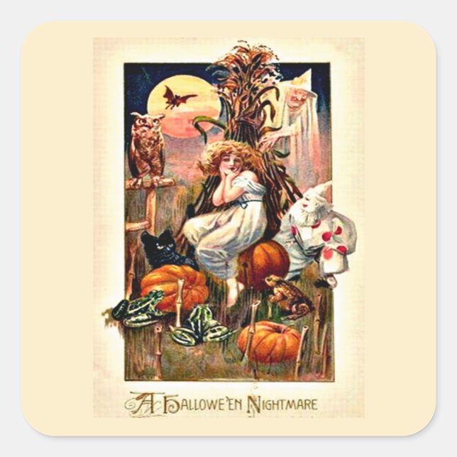 Vintage Halloween Nightmare Square Sticker (Front)