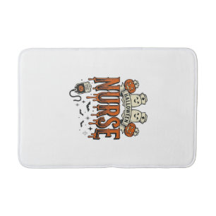 Vintage Halloween Nurse Ghost Pumpkin Design_1 Bath Mat